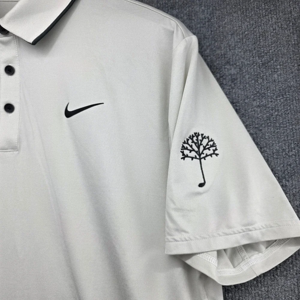 Nike Dri-FIT Mens Golf Polo Shirt Off-White Pegasus Keeton Park Size M